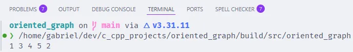 Seção de Terminal do Visual Studio Code, em que se vê a saída do programa.
